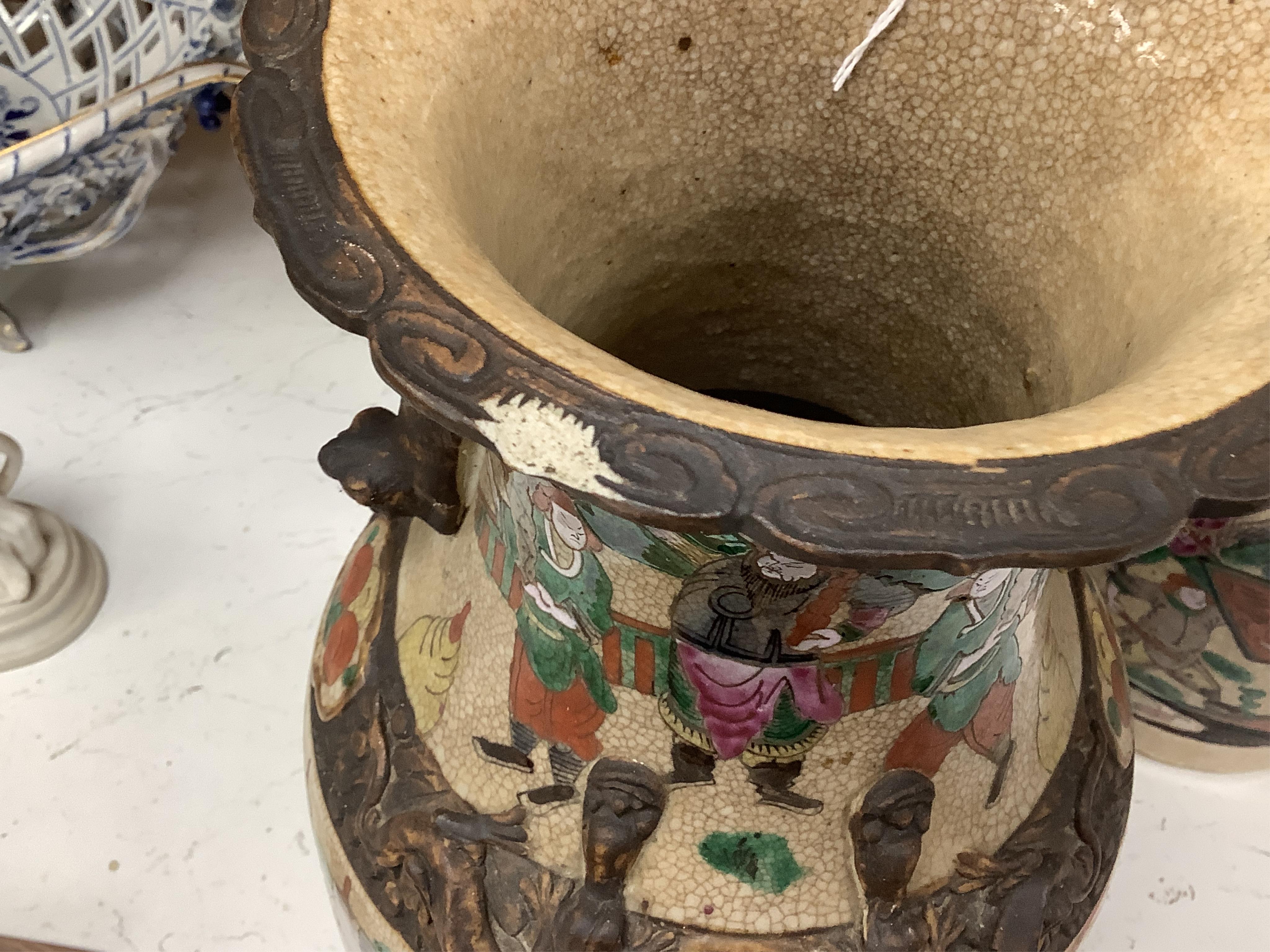 A pair of 19th century Chinese crackle glaze vases, 36cm